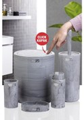 Resim Okyanus Home Yuvarlak Mermer Desenli 5'Li Banyo Seti OKY-513 Gri 