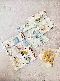 Resim JUNİPERUS 3 Adet Çok Amaçlı Müslin Bezi Örtü Battaniye %100 Pamuk Oeko-teks Sertifikalı 80x80 Cm 