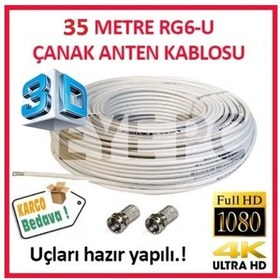 Resim 35 Metre Merkezi Sitem Uyumlu Uydu Kablosu Full Hd 4K 3D Rg6 