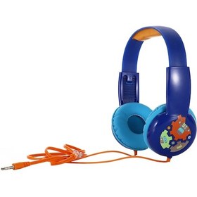 Resim Vkemall 3-16 Yaş Çocuklar İçin Kulaklıklı Müzik Kulaklığı, 85db Güvenli Ses, Genişletilebilir Başlık, Mavi Robot Desenli 3.5mm Kablolu Kulaklık 10" 