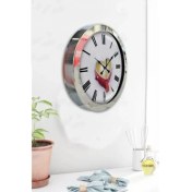Resim Bahat Krom Çerçeveli Salon Ofis Duvar Saati 36 cm 