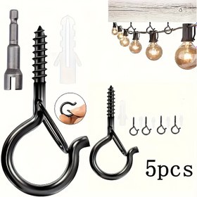 Resim 5 Paket Kolay Çıkarılabilir Q-Hanger S saç tokası ile Genişletme Tüpleri - Dış Mekan Dize Işıkları için Toz Kaplama Çelik - Güvenlik Kilidi Tasarımı, 5Kg Yük Kapasitesi, Hava Koşullarına Dayanıklı - Noel / Cadılar Bayramı Süsleri için İdeal 