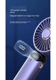 Resim Besthome1 Dijital Ekranlı Usb Şarjlı 5 Kademe Taşınabilir Mini Katlanır El Fanı Vantilatör 