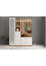 Resim Çizgi Portmanto Vestiyer Ayakkabılık Çam Beyaz 160 CM 