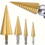 Resim 3 adet Titanyum-Kaplamalı HSS Delme Uçları Seti, 3-12mm, 4-12mm, 4-20mm Düz Oluk Konik Kesici, Hassas Delik Açma, Altıgen Sap, Metal, Güç Gerektirmez, Ev Yenileme Alet Aksesuarları 