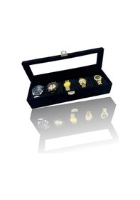 Resim Richbox 5'li Saat Kutusu Siyah Alcantara Süet 