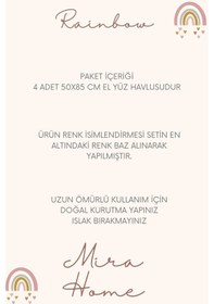 Resim 4 Lü El Yüz Havlu Seti %100 Pamuklu 50x85 Cm Rainbow Antrasit 