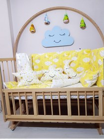 Resim özgürce 70x130 Bebek Uyku Seti, Ay, Bulut ve Yıldız Deseni, Şık ve Rahat 