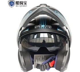 Resim Gümrük Bey Kuqibao F818 Bluetooth Özellikli Çift Lens Tam Koruma Motosiklet Kaskı - Ece Sertifikalı - L Beden 