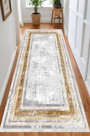 Resim Rovigo Dijital Baskı Yıkanabilir Kaymaz Taban Salon Halısı Ve Yolluk RV177-FNL484, Sarı, 100 x 150 