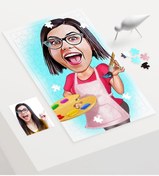 Resim Bk Gift Kişiye Özel Ressam Karikatür 240 Parça A3 Puzzle - 1 