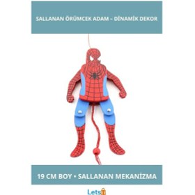 Resim Ahşap Sallanan Örümcek Adam Figürü 19 Cm Eğlenceli Dekoratif Aksesuar 1 Adet 