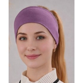 Resim Alivascarf Kaymayan Silikonlu Bandana Bone Mor - Kadın Tesettür Dikişsiz Kaymaz Geçme - Sportif Saç Bandı 