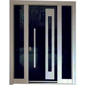 Resim Çelik Kapı, Statik Beyaz Renk Kasalı Lüx Villa Kapısı, Bina Giriş Kapısı, Çelik Kapı 