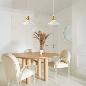 Resim Bamyum Ikili Salon Beyaz Sarkıt Lamba Yemek Masası Oturma Odası Mutfak Salon Otel Showroom Kuaför 