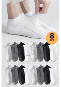 Resim Bgk Unisex 8 Çift Pamuklu Pantalon Çorap Beyaz Beyaz 