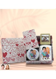 Resim BK Gift Sevgiliye Özel Karikatürlü Kutuda Hediye Seti, Kupa Bardak, Sevgili Hediyesi, Kokulu Mum, Fotoğraflı Çerçeve-2 