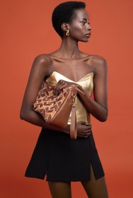 Resim Chevron Maxi Clutch Taba 