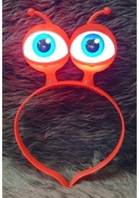 Resim Led Işıklı & Pilli Uzaylı Göz Parti Tacı Kırmızı Renk 