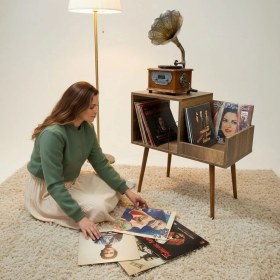 Resim Rmd Shop Sera Plak -Pikap E Gramofon Sehpası Barok Ceviz 