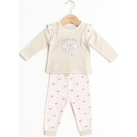 Resim Cocopoco Fiyonk Detaylı Kız Bebek 2'li Takım Bej 