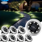 Resim 8/12 adet Mini Güneş 8LED Yer Gömme Lamba, Dış Mekan Paslanmaz Çelik Yer Güneş Lambası, Dış Mekan Güneş Sokak Lambası, Avlu, Bahçe, Yol, Kaldırım, Arazi Yolu Dekore Etme, Güneş Yer Fişi Peyzaj Aydınlatma Lambası Beyaz Işık + Sıcak Işık 