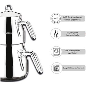 Resim Steelmax 4 Parça Paslanmaz Çelik Çaydanlık Gri 