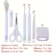 Resim 6 adet Zanaat Vinil Çimlenme Araçları Seti: Temel Hassaslık Makasları, Spatula, Cımbız, Çimlenme Aracı, Kazıma Aracı ve Parçalama Aracı - Vinil, Kağıt ve Üzerine Demir Projeler için Mükemmel 