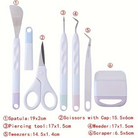 Resim 6 adet Zanaat Vinil Çimlenme Araçları Seti: Temel Hassaslık Makasları, Spatula, Cımbız, Çimlenme Aracı, Kazıma Aracı ve Parçalama Aracı - Vinil, Kağıt ve Üzerine Demir Projeler için Mükemmel 