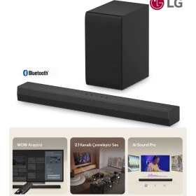 Resim Lg 300W 2.1 Adaptive ve Yapay Zeka Destekli Ses, Derin Bas, Oyun Modu, 40 Inç ve Üzeri Tv Uyumlu Monte Edilebilir Soundbar 