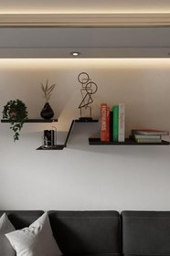 Resim Risingmaber Siyah Metal Duvara Monte 3 Parça Duvar Rafı, Uçan Duvar Rafı ve Kitaplık Rafı MT117S 