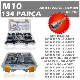 Resim 134 Parça M10 Akb Civata Seti + 17 Somun Adaptörü 