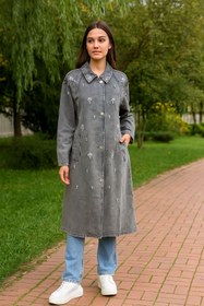 Resim gül garden Kadın Kot Trençkot 