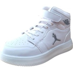 Resim Cool Haykat Uzun Çocuk Basket Ayakkabı Full Beyaz SİYAH-BEYAZ 