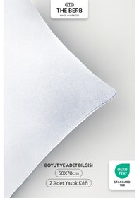 Resim 2'li Lakost Örgü Yastık Kılıfı Seti %100 Pamuk 50 X 70 Fermuarlı Beyaz 