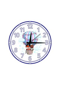 Resim Sevimli Balon Ve Hayvan Figürlü Sessiz Mekanizma Duvar Saati Çocuk Odası Dekoratif Çok Renkli 