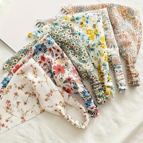 Resim Kızlar ve Gençler için Bohem Çiçek Desenli Elastik Başörtüsü - Kırmızı, Ayarlanabilir Fit ile Köy Tarzı Saç Aksesuarı, Her Mevsim Dış Mekan Yürüyüş Eşarpı, Kızların Günü, Okula Dönüş & 4 Temmuz İçin Mükemmel Hediye, Hafif Kumaş 