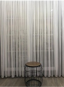 Resim Tül Perde Sık Burgu Düz Armür Etek Kurşunlu Ekru 