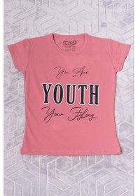 Resim Hçm Kız Çocuk Tshirt Youth Baskılı Bisiklet Yaka C39 Pudra 