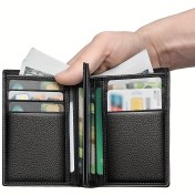 Resim 1 adet Erkek Deri Cüzdan RFID Hırsızlık Önleyici Fırça Ultra-İnce Çok Fonksiyonlu Banka Kartı Tutucu Büyük Kapasiteli İnek Derisi Kimlik Tutucu Yumuşak Dokunuşlu Küçük Kredi Kartı Bozuk Para Cüzdanı Diğerleri İçin Hediye, DOENBOLO 