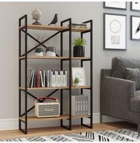 Resim Robinhome Robin Home Atlantis Metal Kitaplık 4 Raflı 2 Bölme 138Cm As2-A 