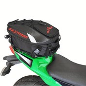 Resim FASTRIDER Siyah Motosiklet Kuyruk Çantası - Kırmızı Logolu Genişletilebilir Lycra Sırt Çantası, Şişme ve Ekipman Depolama için İdeal, Elektrikli Bisikletler için Kuyruk Çantası Depolama|Modern Motosiklet Ekipmanı|Dayanıklı Fermuar Kapatma 
