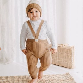 Resim Mama Yoyo Askılı Triko Bebek Taytı %100 Organik Pamuk Bej - Bej / 6-12 Ay 