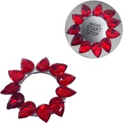 Resim habaca Kristal Damla Taşlı Start Stop Düğme Halkası Kırmızı 