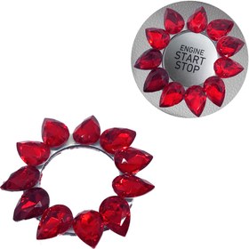 Resim habaca Kristal Damla Taşlı Start Stop Düğme Halkası Kırmızı 