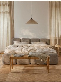 Resim Most Oktagon Bazalı Mdf Karyola 180x200 Kahve Bukle Kumaş İşbir Kuştüyü Sünger Evinize Teslim 180 x 200 