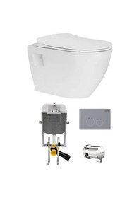 Resim Creavit Terra Rim-off Asma Klozet + Creavit Duck Yavaş Kapanır Kapak + Creavit Gömme Rezervuar Beyaz 