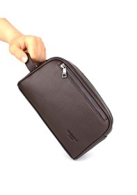 Resim Deri,Se Club 1993 Erkek Kahverengi Kozmetik Makyaj Tıraş Çantası Erkek El Çantası 