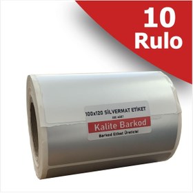 Resim Kalite Barkod 100x120 Silvermat Etiket | 10 Rulo Metalize Demirbaş Etiketi 