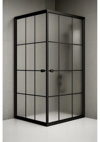 Resim Durul Duşakabin Kare Siyah Çizgi Buzlu Siyah 